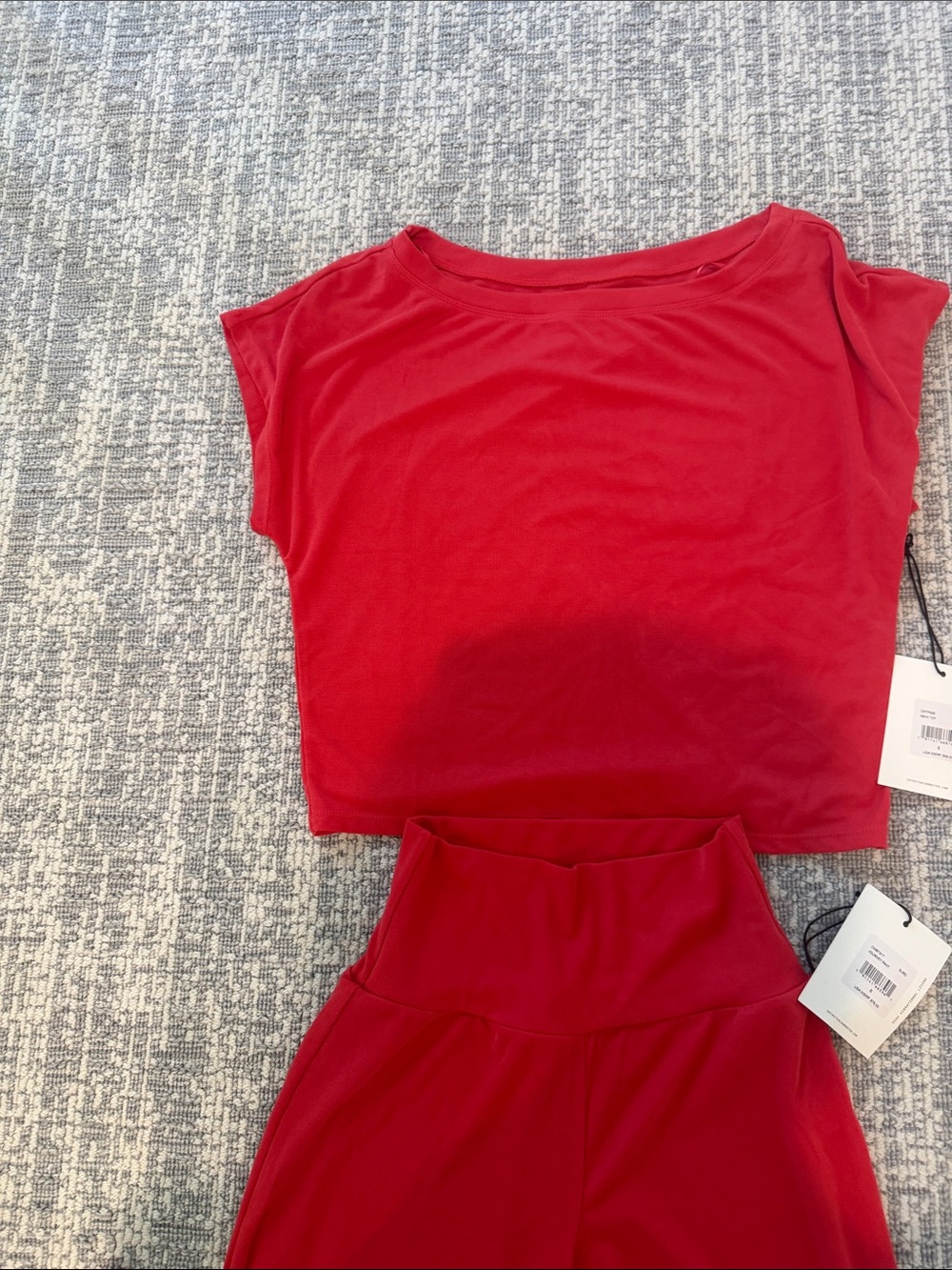 Spiritual Gangster Red Wide-Leg High-Waist Lounge Set - Picture 2 of 7
